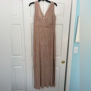 Jessica Howard Pleated Gold Prom Dress